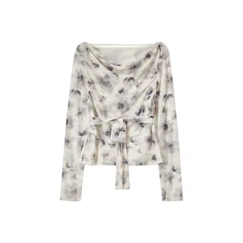 SENTUBILA T Shirt Women's Apricot With Black Floral