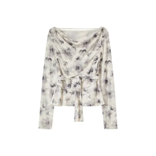 SENTUBILA T Shirt Women's Apricot With Black Floral