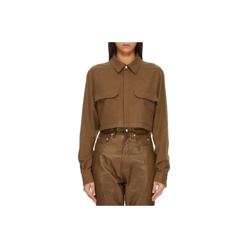 RICK OWENS Press stud Cropped Shirt-0