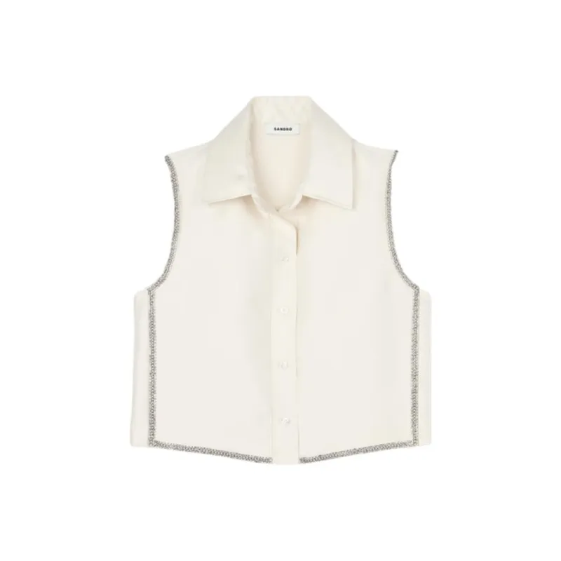 Sandro Sleeveless Twill Shirt-0