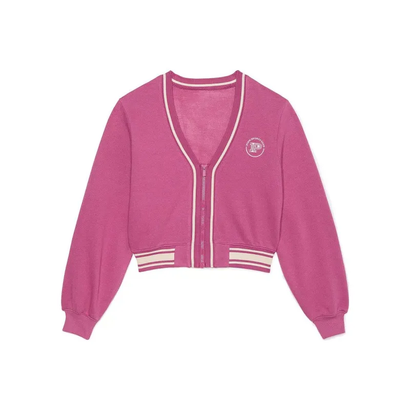 Victoria's Secret PINK Ivy Fleece Front-Zip Cardigan / Red Violet Sweatshirt Women's Pink-0