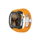 Black Carbon Fiber+Silver Metal Parts+Orange Strap