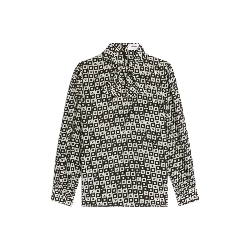 CELINE Lavaliere Blouse With Bow In Silk-0