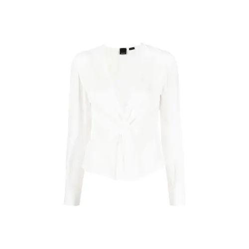 PINKO Twist-Detailed Plunging V-Neck Blouse