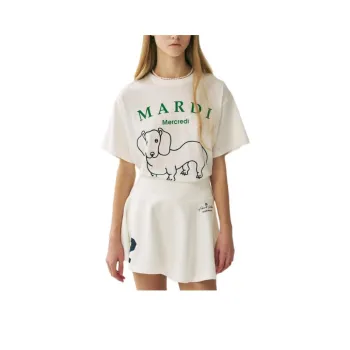 MARDI MERCREDI T Shirt Women's Ivory Green Korean Style