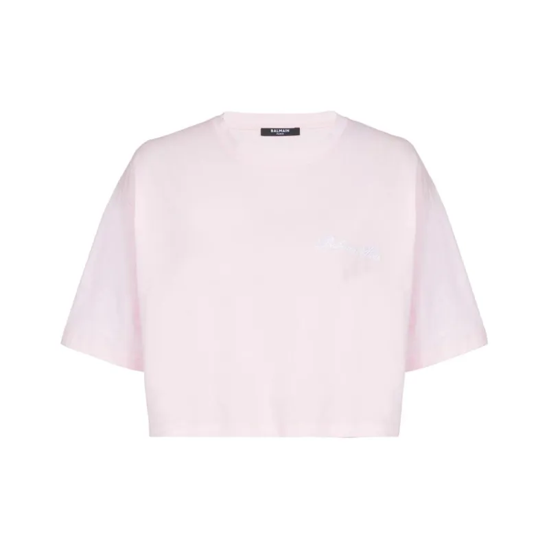 BALMAIN Logo embroidered Cotton T shirt-0