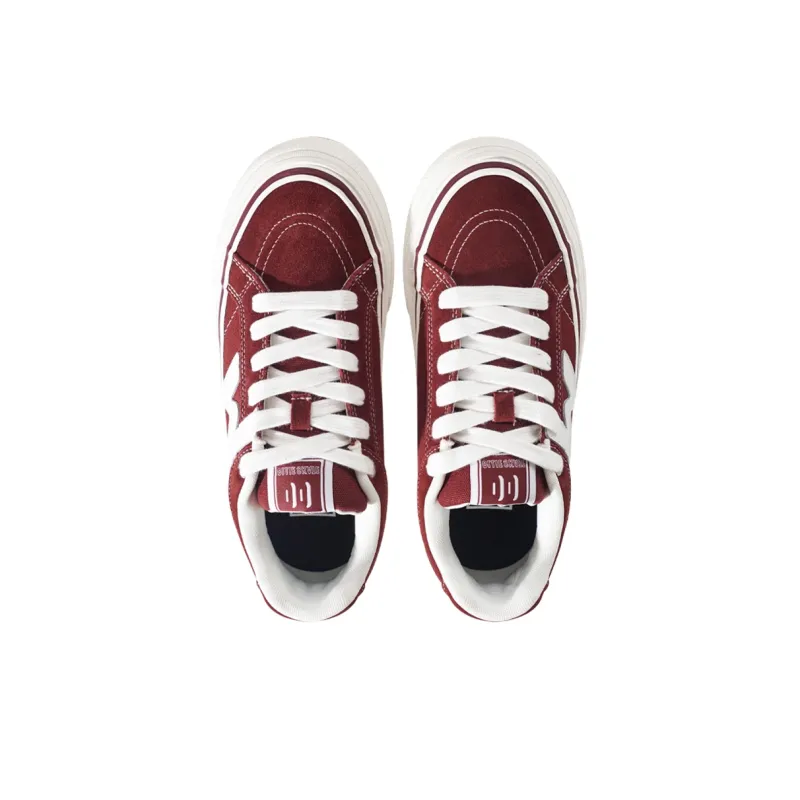 Ollieskate Abrasion Resistant Balance Low Top Skateboard Shoes Unisex Burgundy-3