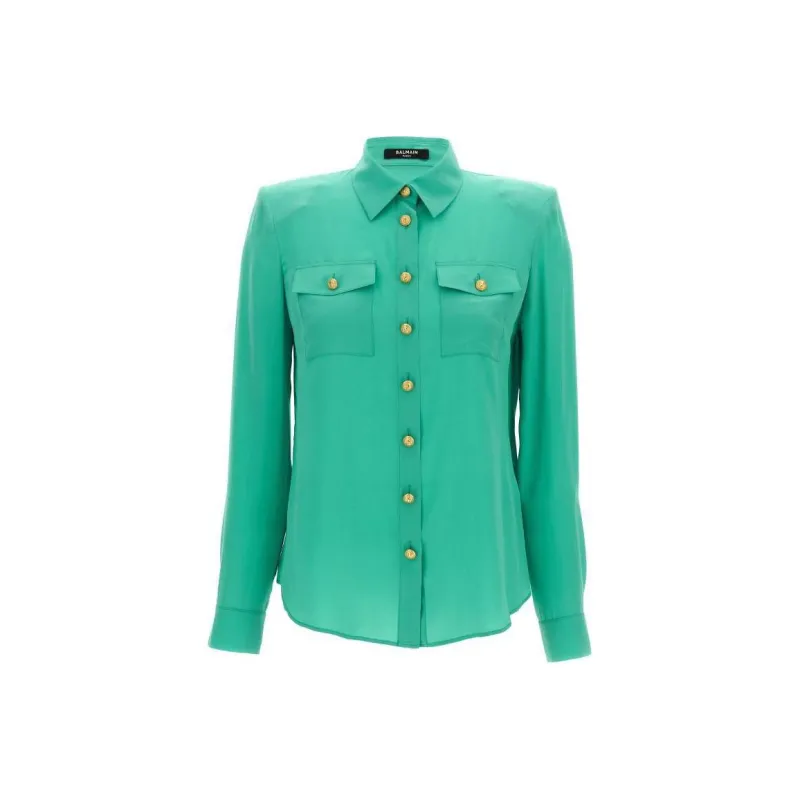 BALMAIN Embossed Buttons Long Sleeved Shirt-0