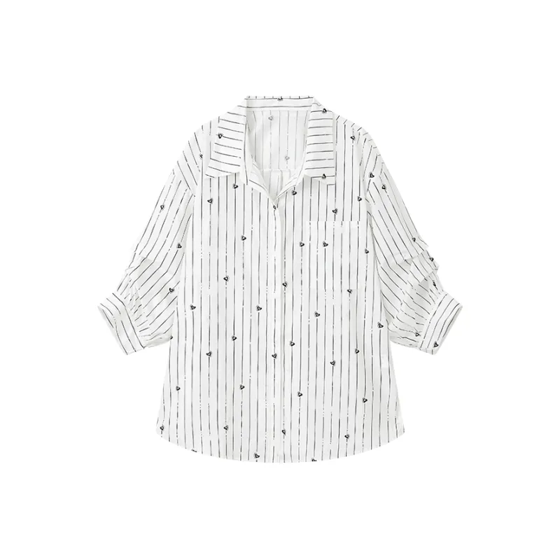 Yu Qianwen Shirt Women's Melodic Stripes-0