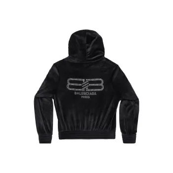 Balenciaga Bb Paris Strass Zip Up Fitted Hoodie Black
