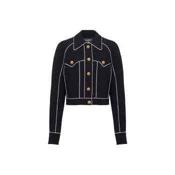 BALMAIN Buttoned Contrasted Western Crepe Jacket 'Black'