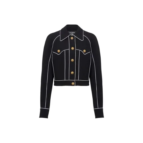 BALMAIN Buttoned Contrasted Western Crepe Jacket 'Black'