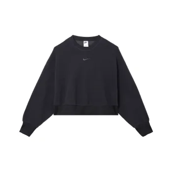 Nike Women'ss Logo Print Crewneck Pullover Sweatshirt Black