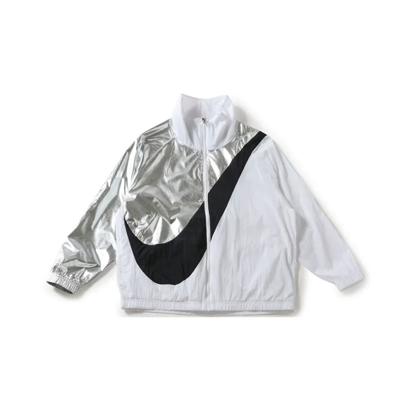 Nike Multicolor Retro Sports Stand Collar Jackets Women's White-0