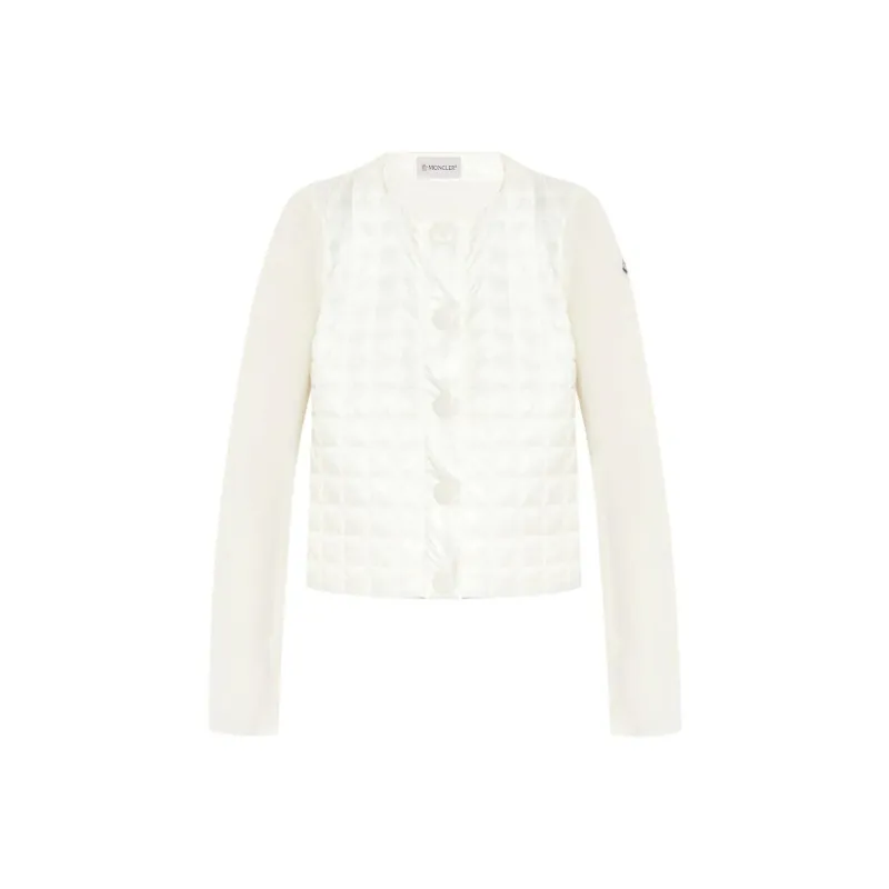 Moncler Logo Patch Quilted Knitted Cardigan-0