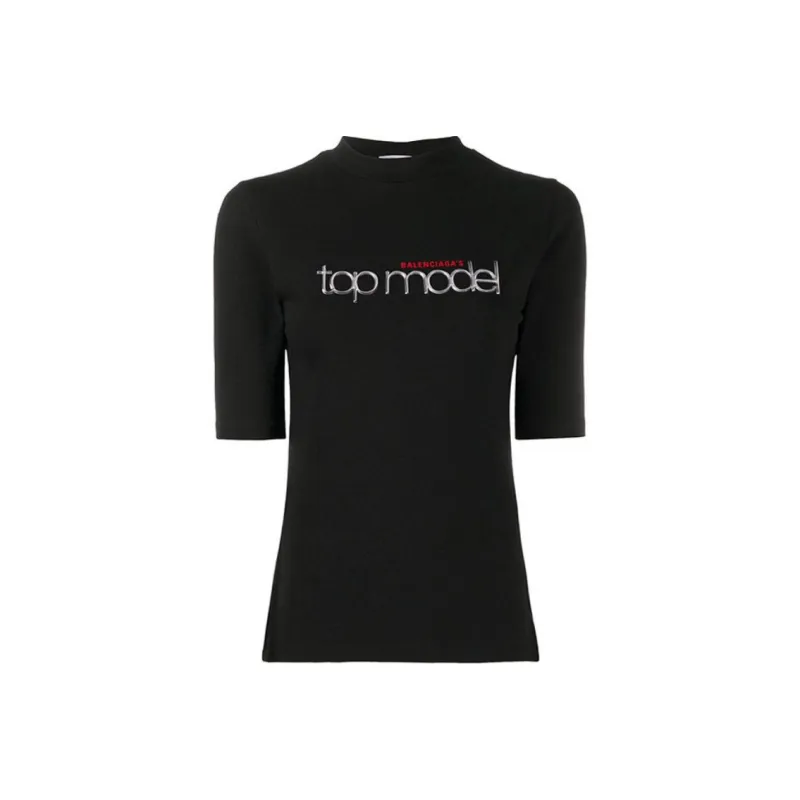 Balenciaga T Shirt Slim Fit Women's Black-0