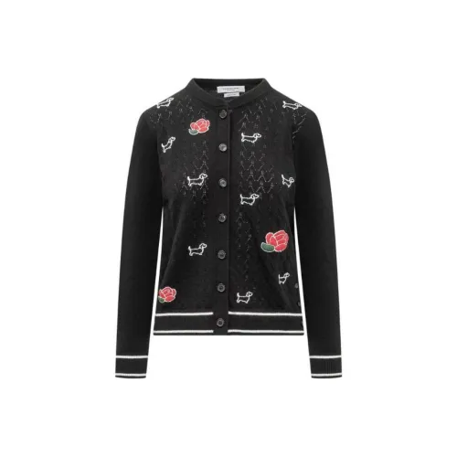 THOM BROWNE Hector Rose Embroidered Buttoned Cardigan