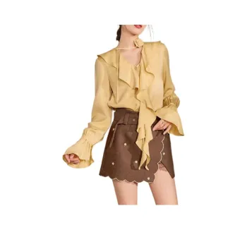 QIAOYUHUAZUN Shirt Women's Yellow