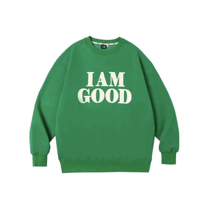 MeiHaoStore Crew Neck Loose Fit Sweatshirt Women's Green-0
