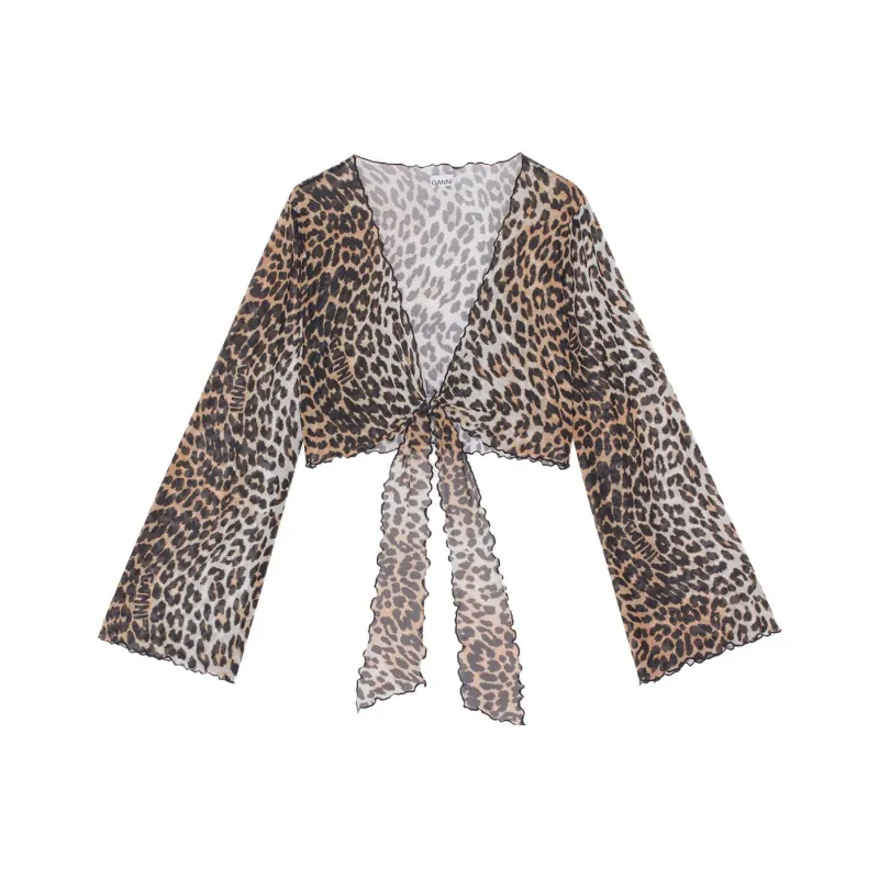 GANNI Leopard Printed Cropped Top-0