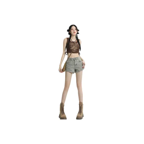 FWTW Denim Shorts Women's Yellow Mud