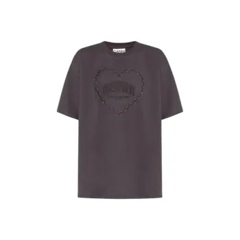 GANNI Drop Shoulder Heart T Shirt