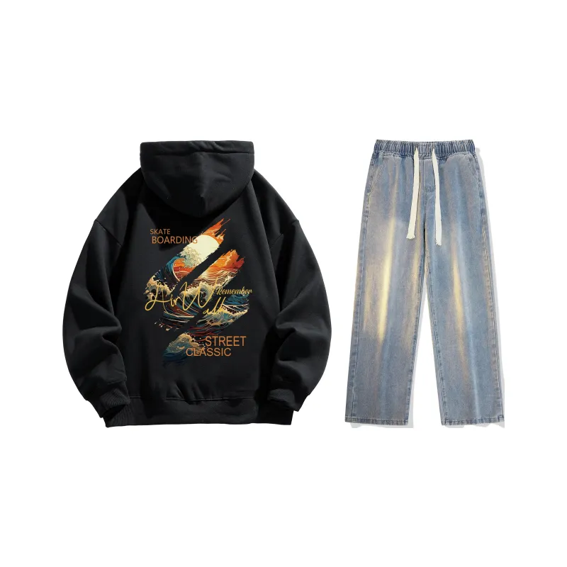 Airwalk Sweatshirt Set Unisex Black-56