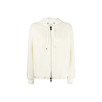 Moncler Maglia Sherpa Zip Up Fleece Hoodie Jacket 'Cream'
