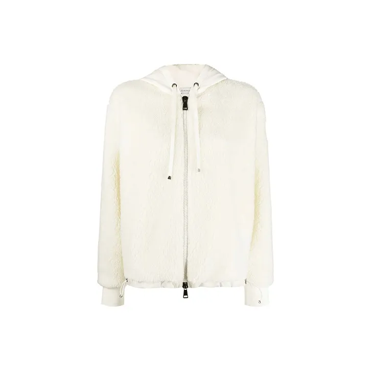 Moncler Maglia Sherpa Zip Up Fleece Hoodie Jacket 'Cream'-0