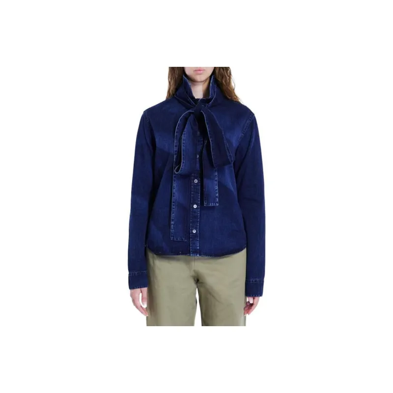 LOEWE Denim Bow Shirt 'Washed Indigo'-0