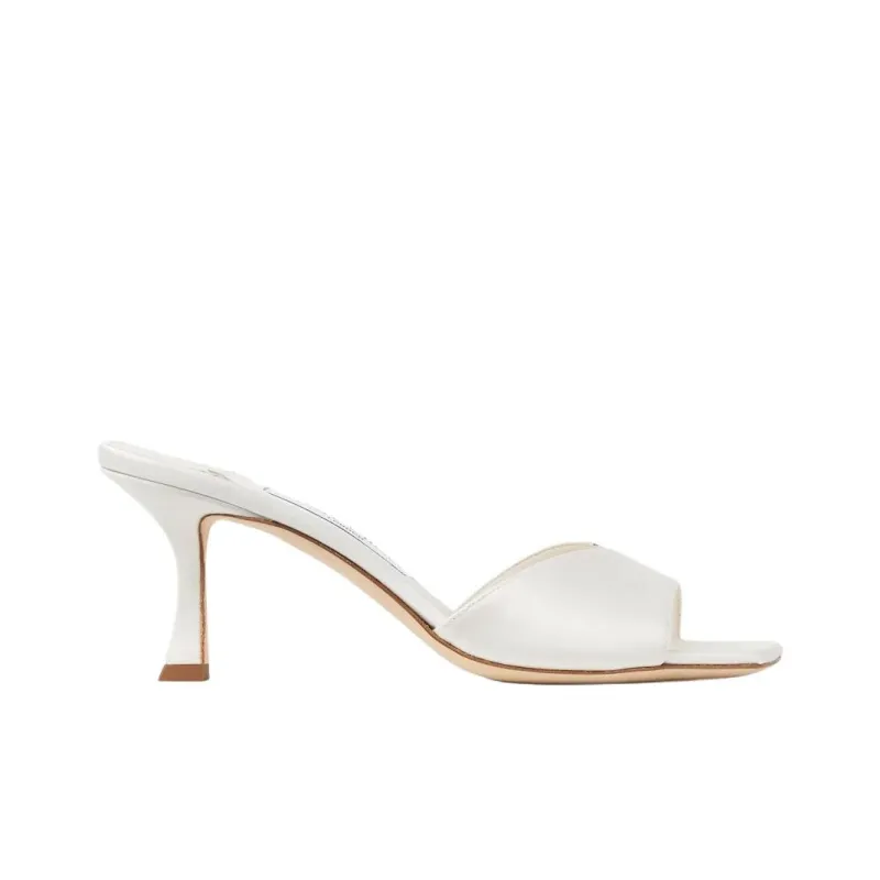 Jimmy Choo Slide Slippers 7cm Women's Ivory White-1
