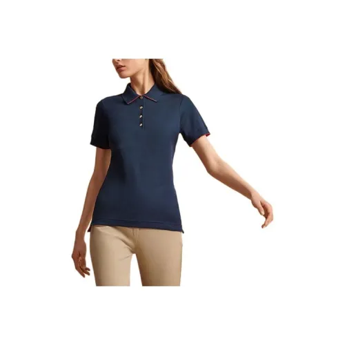 HERMES Polo Shirt Women's Marine Blue