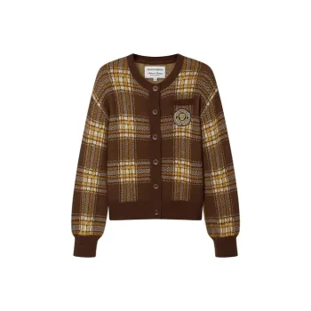 Teenie Weenie Knitwear Women's Maintain Plaid Yellow[French Elegant Easy To Match]