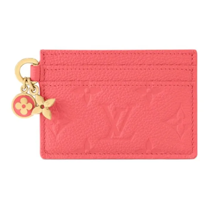 LOUIS VUITTON CHARMS Embossed Grain Cow Leather Card Holder Women's Sweet Coral-0