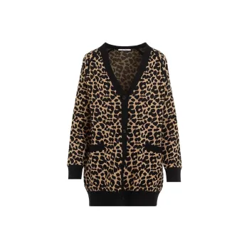 MaxMara Leopard Patterned V Neck Cardigan