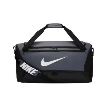 Nike Brasilia Polyester One Shoulder Crossbody Handbag, Travel Bag 60L Unisex Gray