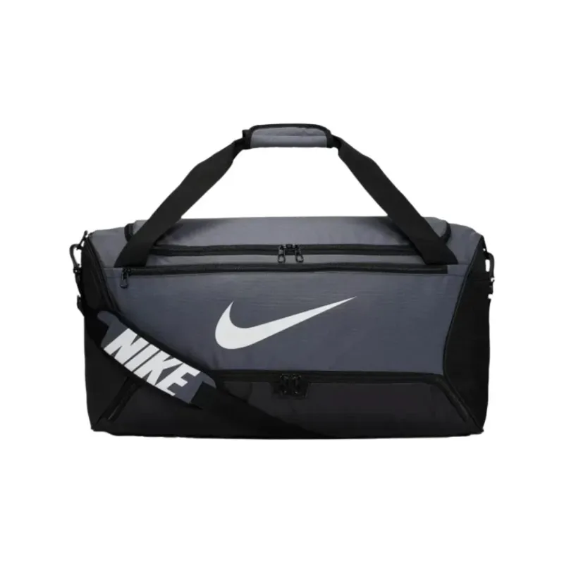 Nike Brasilia Polyester One Shoulder Crossbody Handbag, Travel Bag 60L Unisex Gray-0
