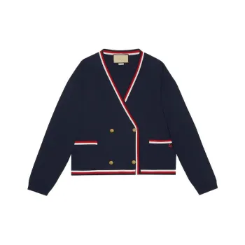 GUCCI Double Breasted Striped Knit Cardigan
