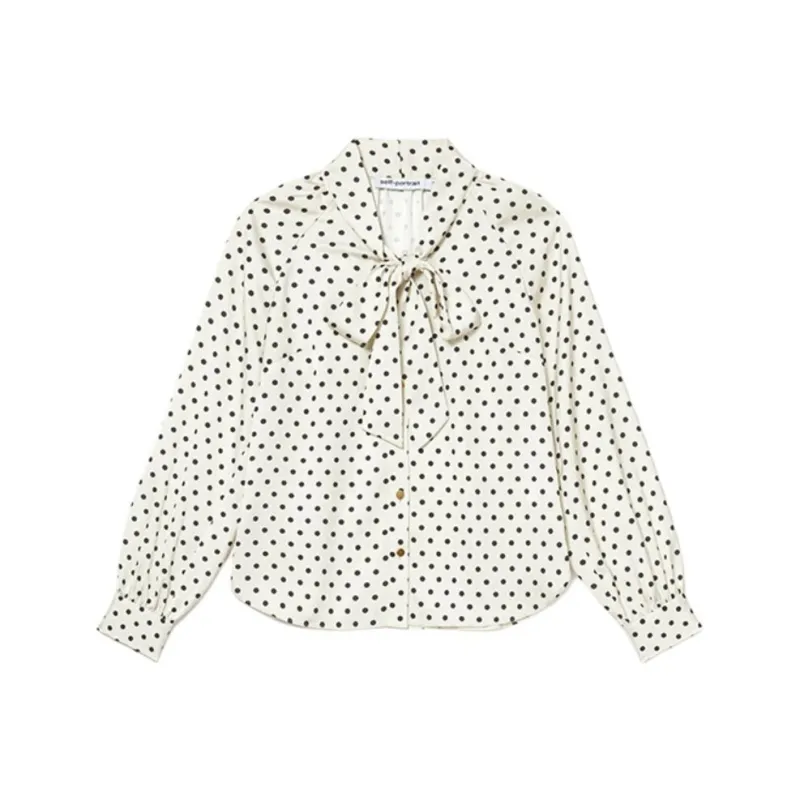 Self portrait Shirt Women's White Dot Matrix-0