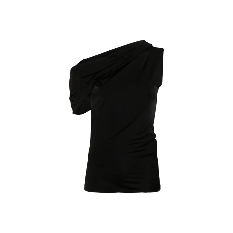 Alexander McQueen One Shoulder Asymmetric Ruched Top-0
