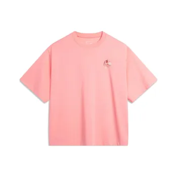LiNing Sports Life Collection Drop Shoulder Sleeve T Shirt Women's Tea Flower Pink