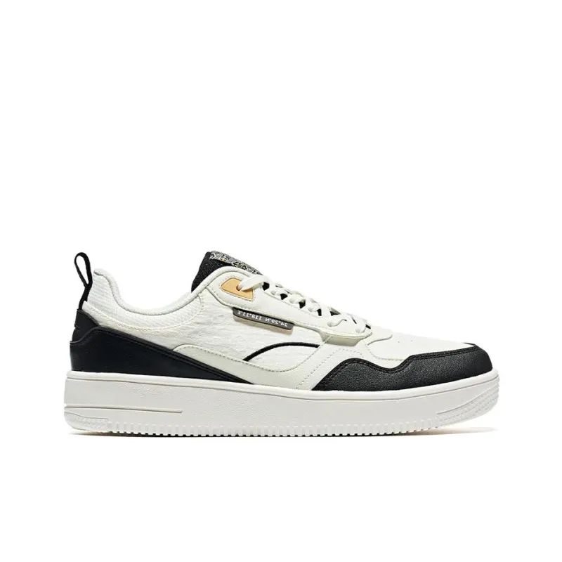 Erke Imprint Anti Slip Wear Resistant Low Top Skateboard Shoes Men's White Black-1