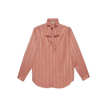 GUCCI Monogrammed Necktie Blouse