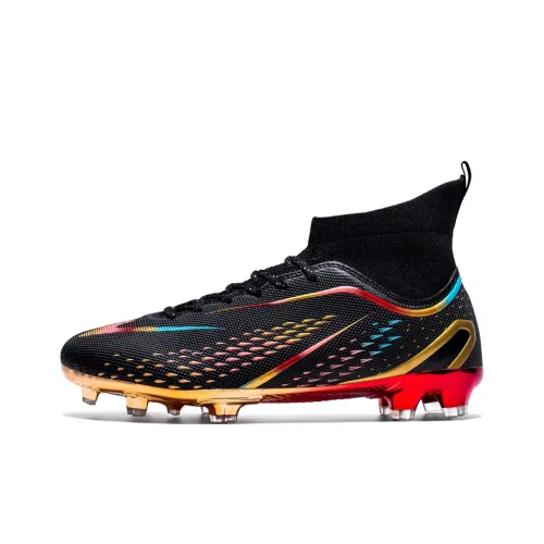 Binary FG Rubber Long Studs Cushioning Abrasion Resistant Lightweight Slip Resistant Soccer Shoes Unisex Black Gold
