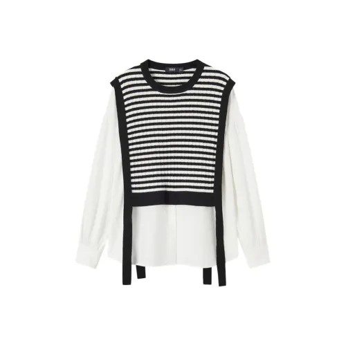 SEM/R Shirts Women's Black White Tone Extra Loose Fit, Consider One Size Smaller If You Prefer 00391