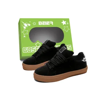 BEIER Low Top Skateboard Shoes Women's Leopard Print Black