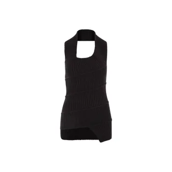 MM6 Maison Margiela Cut Out Detailed Asymmetric Knitted Top