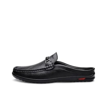 Wen Nai Rubber Sole Quiet Slip Resistant Closed Toe Slippers Men's Black