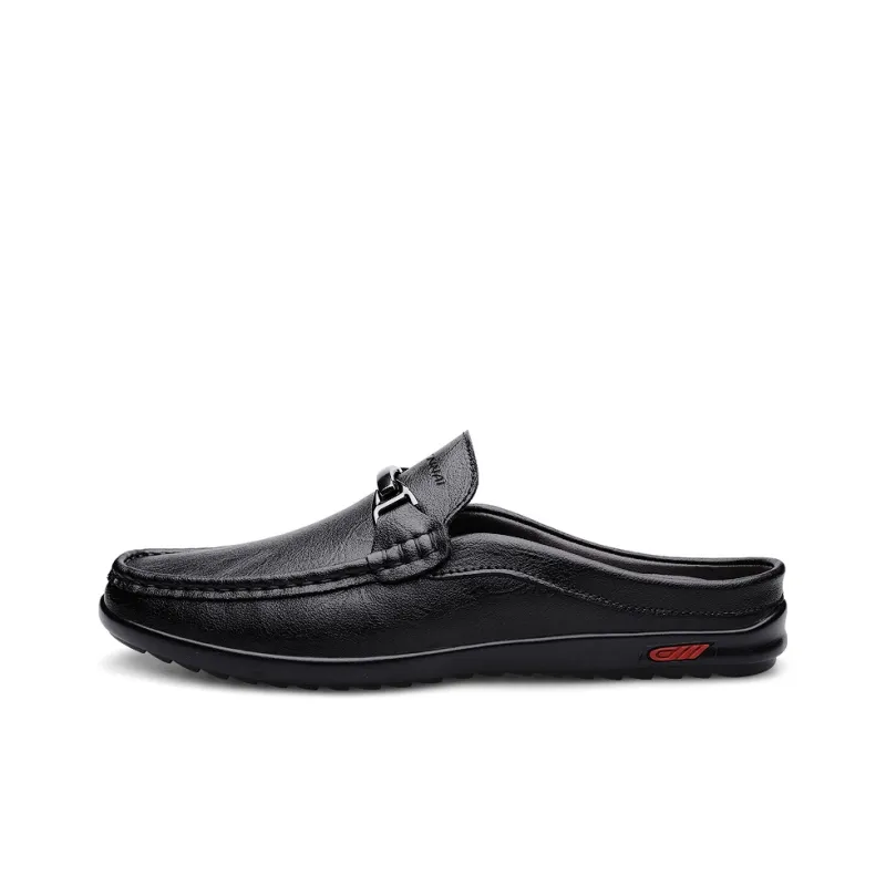 Wen Nai Rubber Sole Quiet Slip Resistant Closed Toe Slippers Men's Black-0