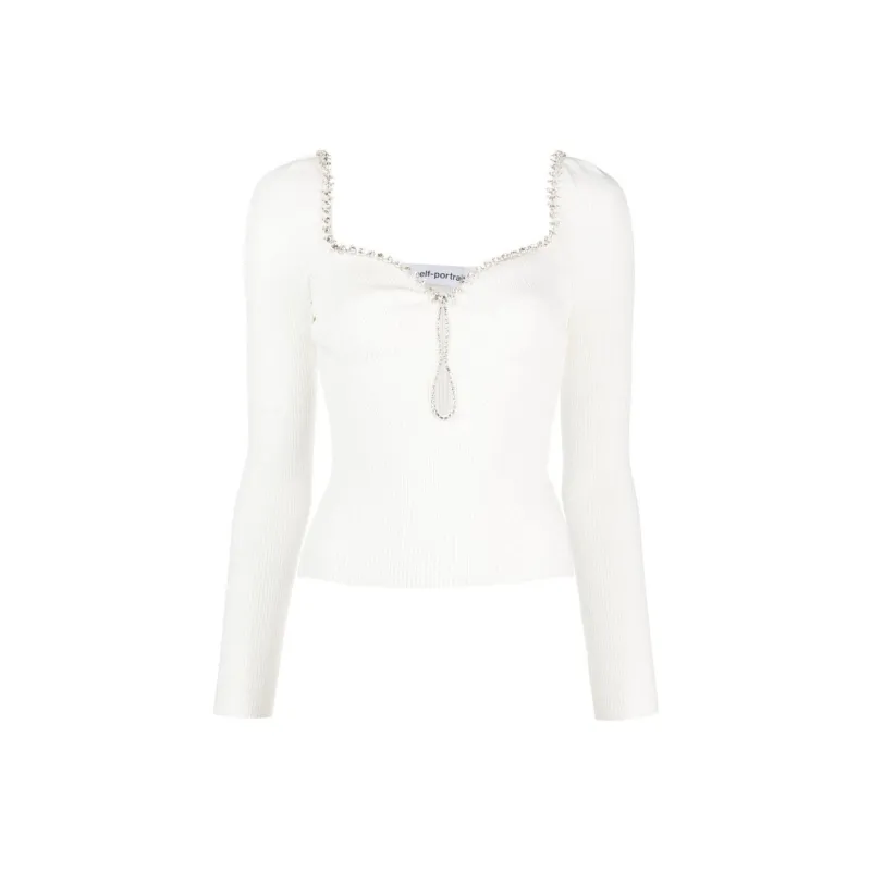 Self portrait Crystal embellished Trim Top-0